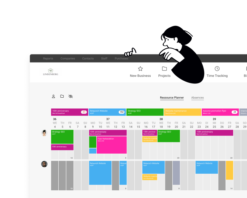 UX first MOCO ERP agency software