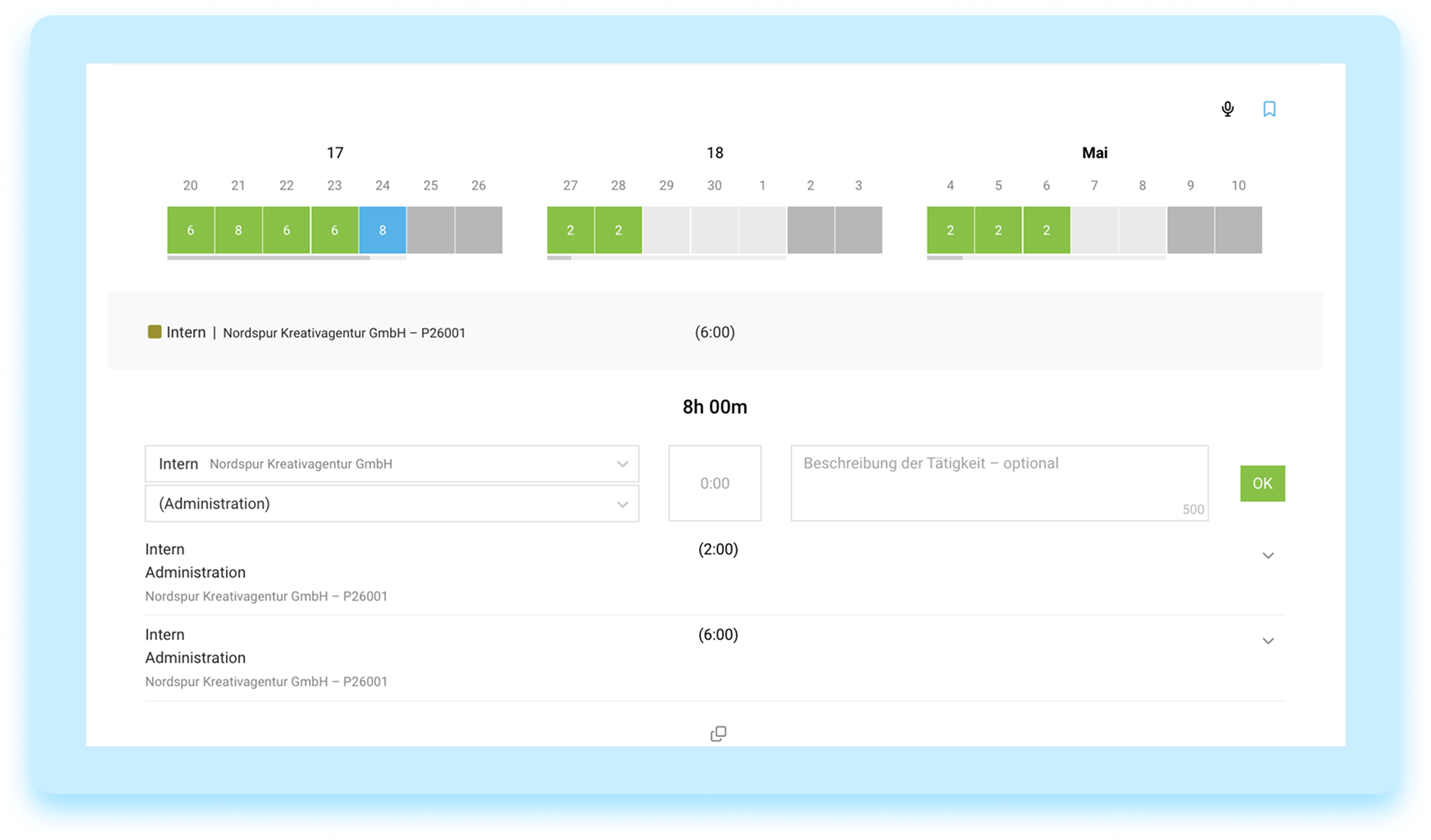 Zeiterfassung MOCO Screenshot
