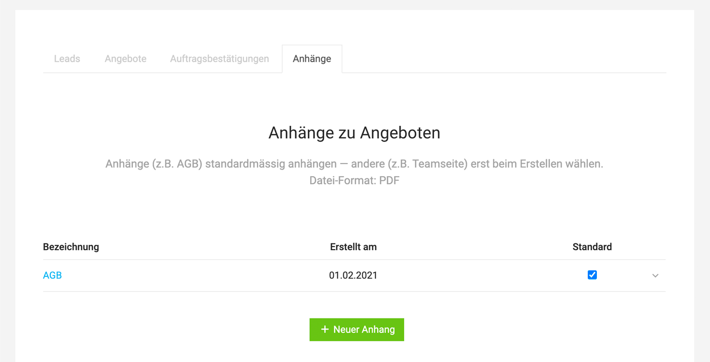 Angebote Anhänge AGB