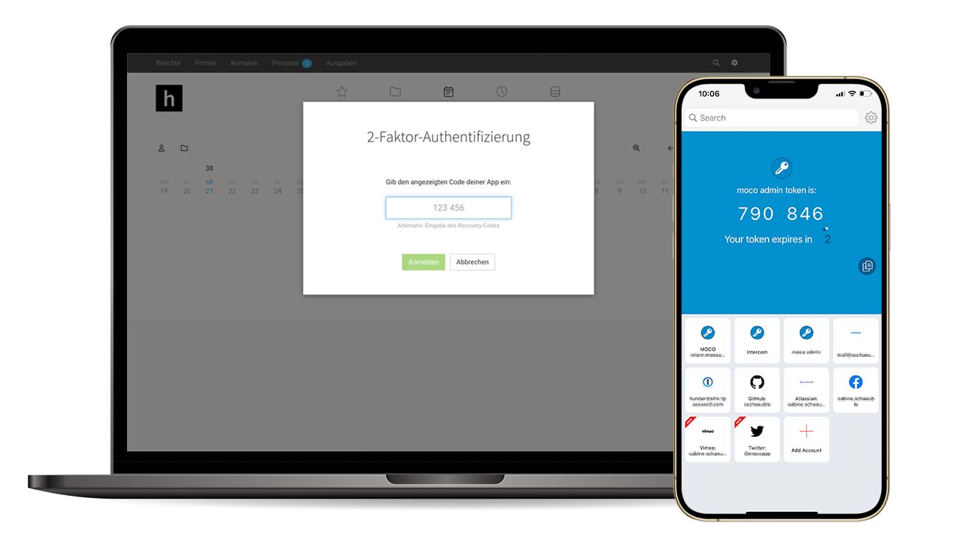 2-faktor-authentifizierung für die agentursoftware moco