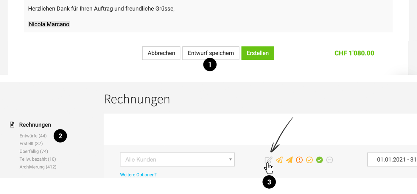 Rechnungsentwurf erstellen 