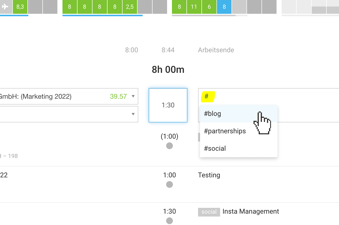 Tags und IDs für die Zeiterfassung