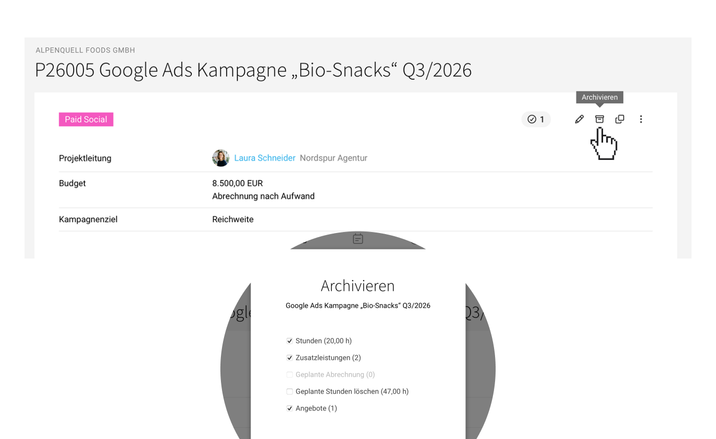 Projekte abschliessen und archivieren