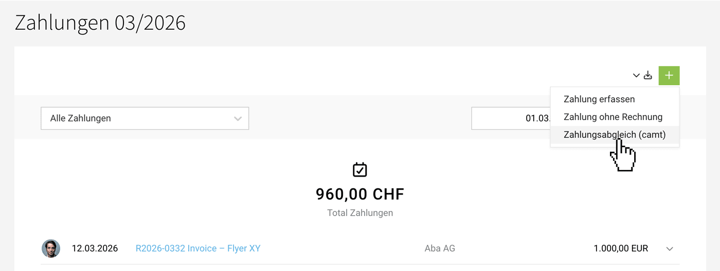 Zahlungsabgleich via camt Datei der Bank