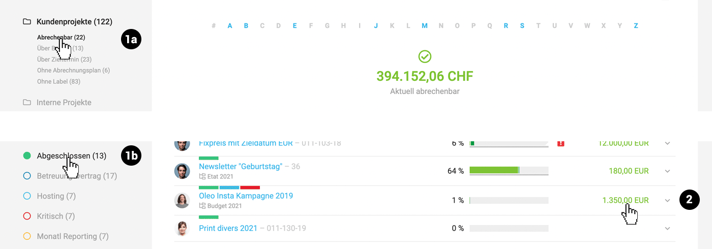 Beispiel eine Filterung nach Label