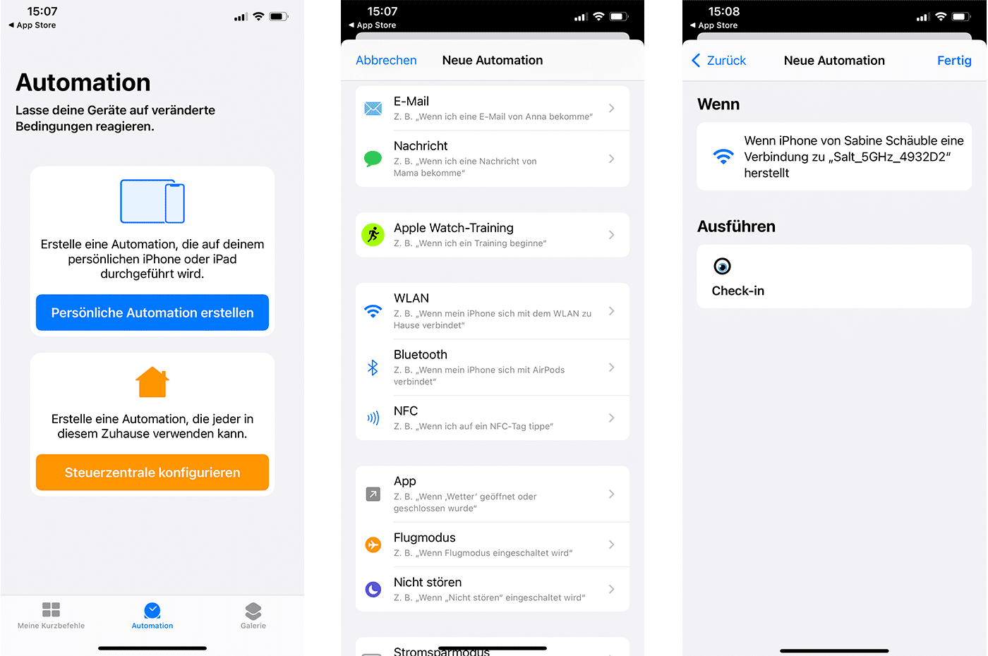 Automatischer check-in Arbeitszeiterfassung iOS