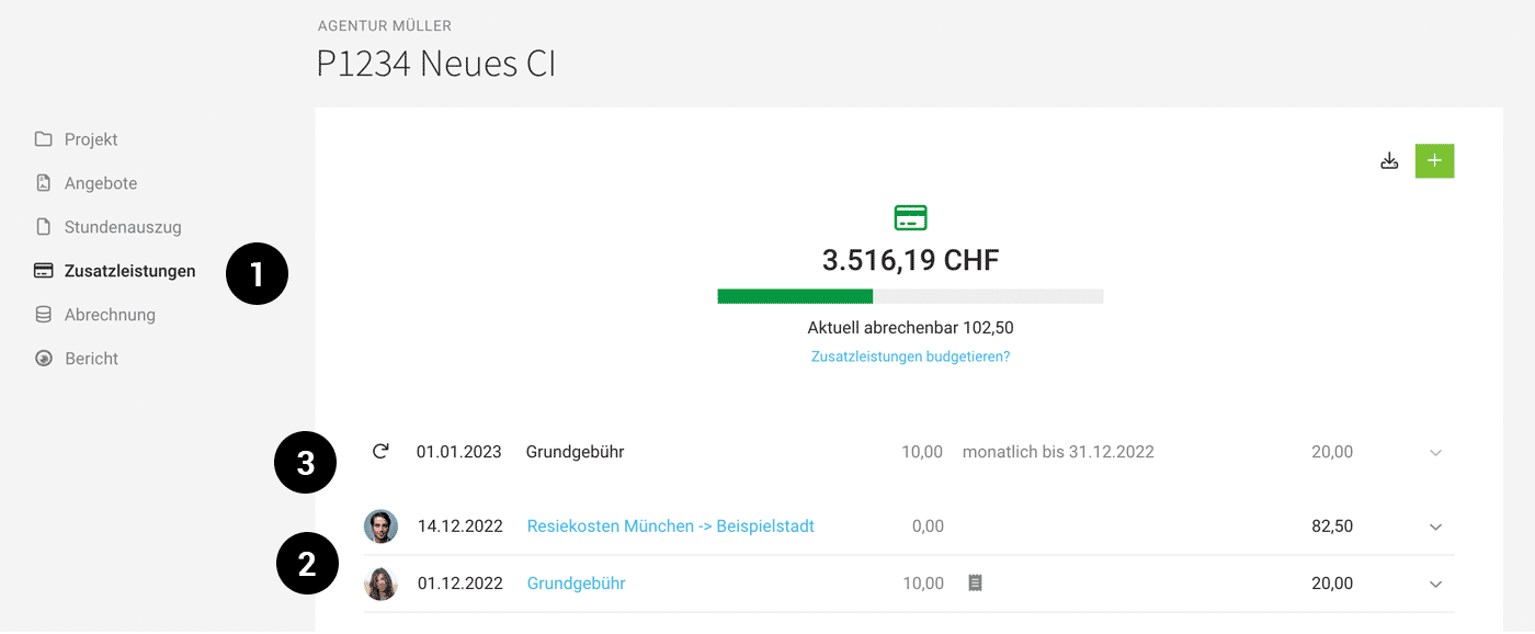 Drittkosten zum Projekt erfassen