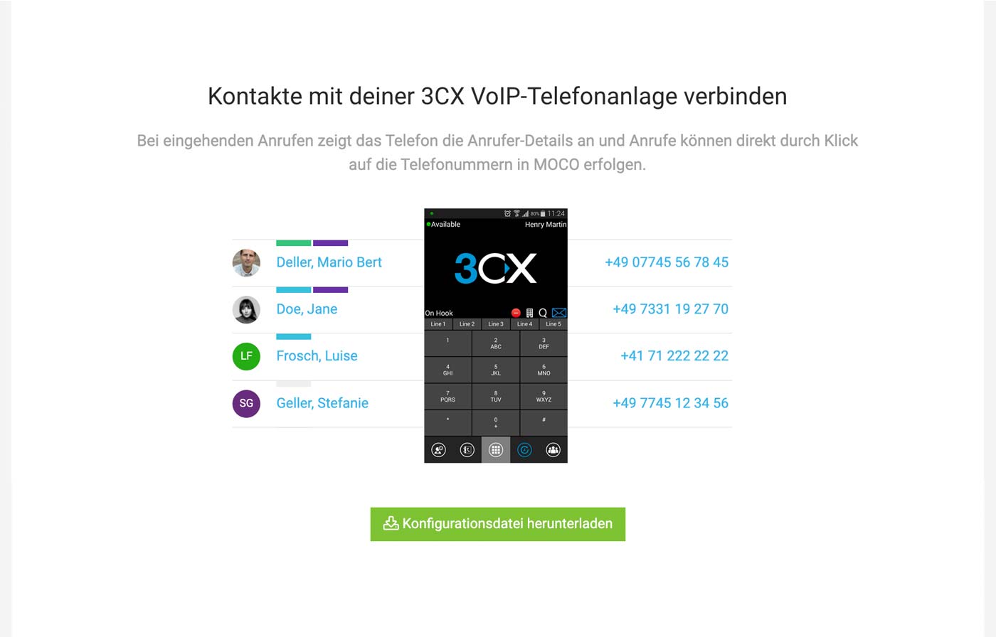 3CX Telefonanlage mit MOCO verbinden