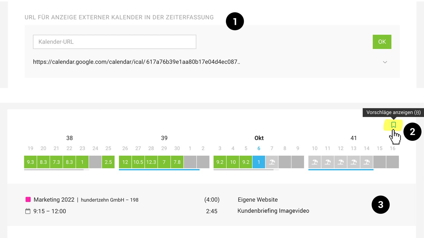 Zeiterfassung auf Kalender Termine