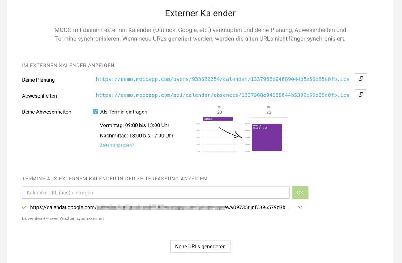 Externen Kalender verbinden