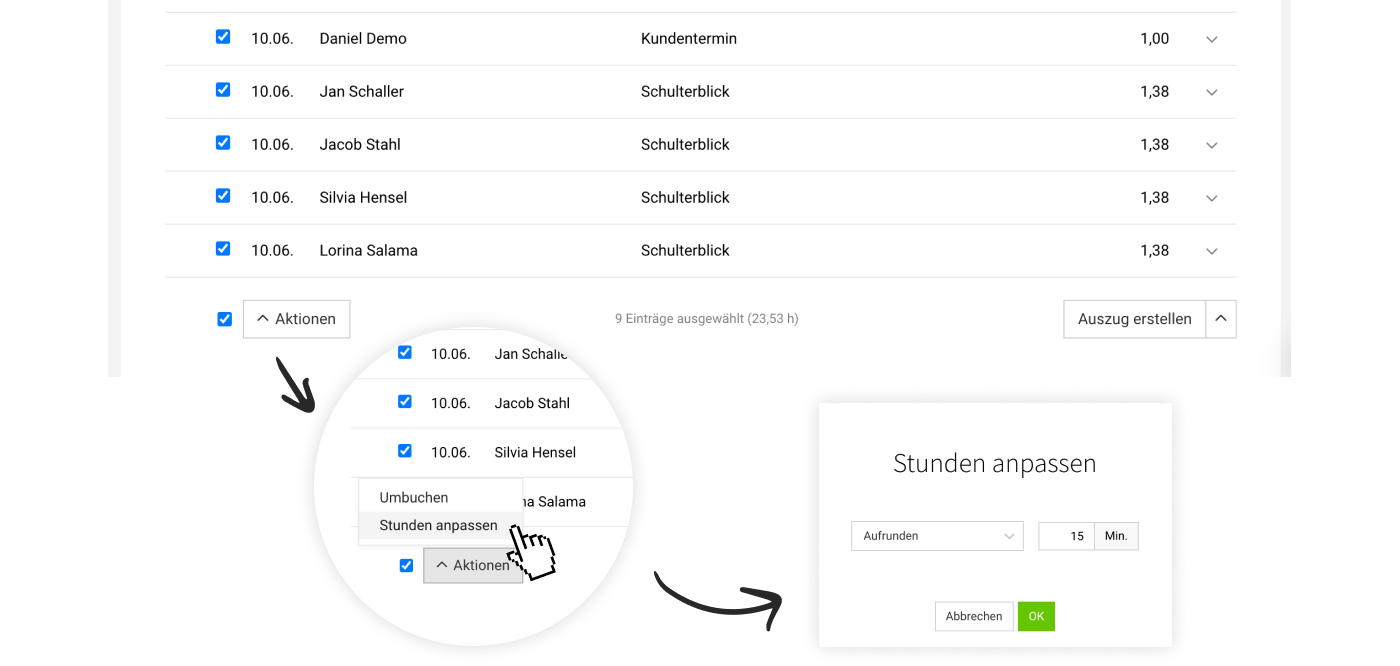 Stunden aufschlagen als Massenaktion Stunden aufschlagen als Massenaktion
