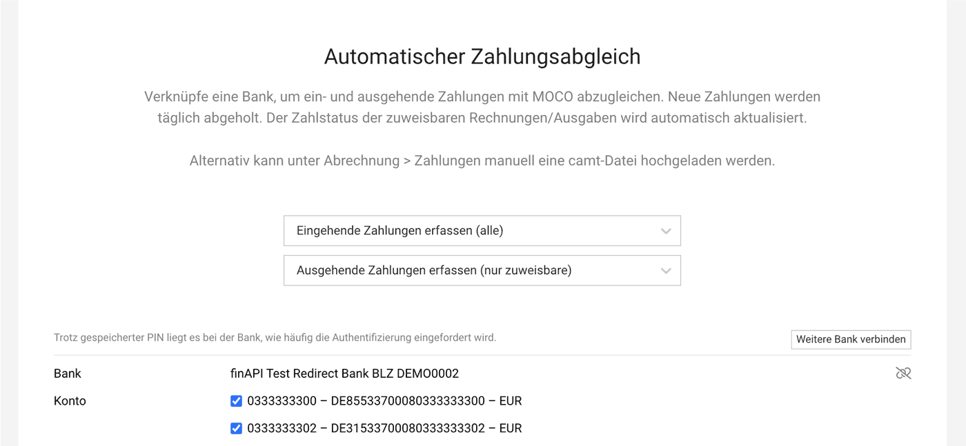 Bankabgleich Zahlungen MOCO