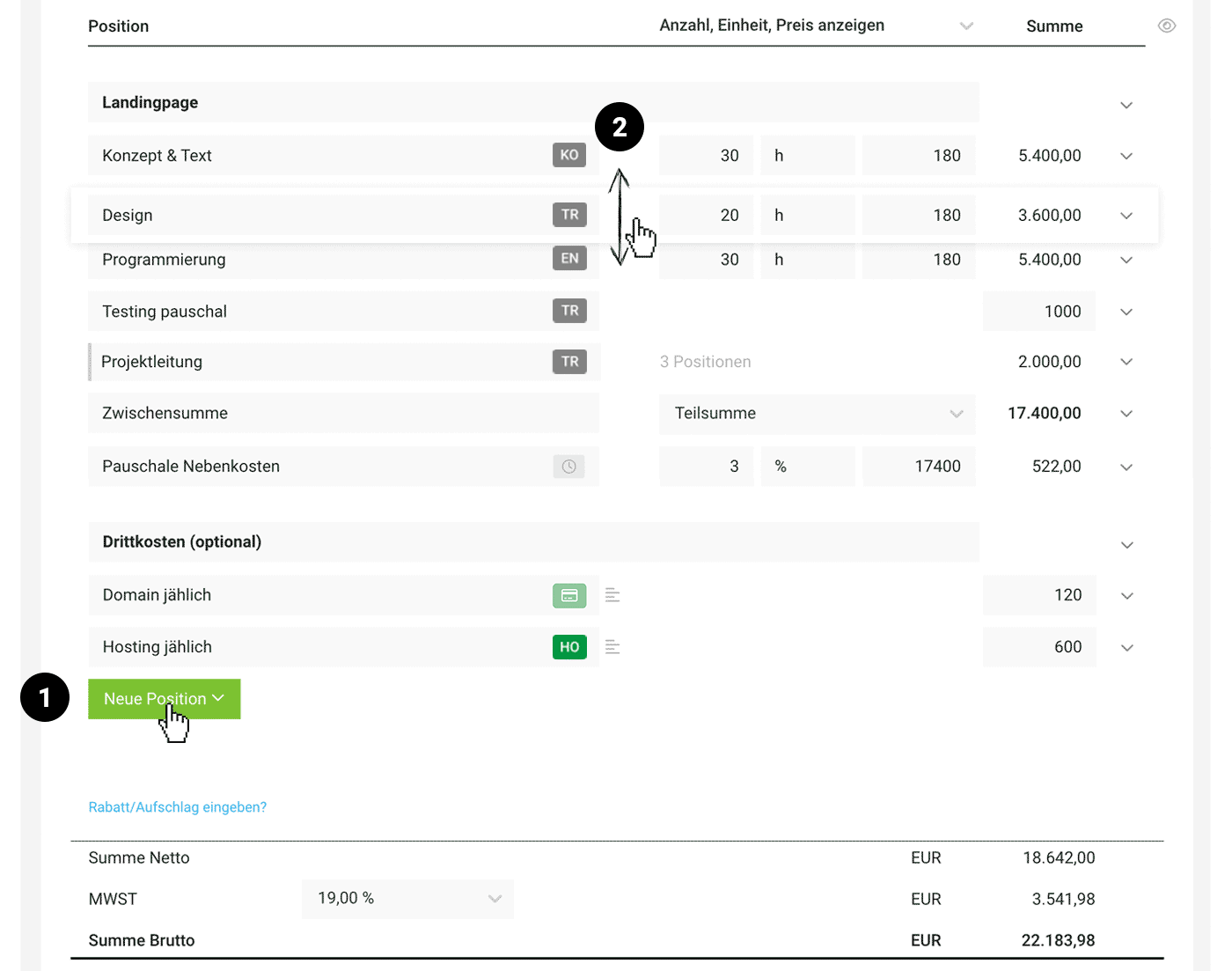 Rechnungserstellung MOCO