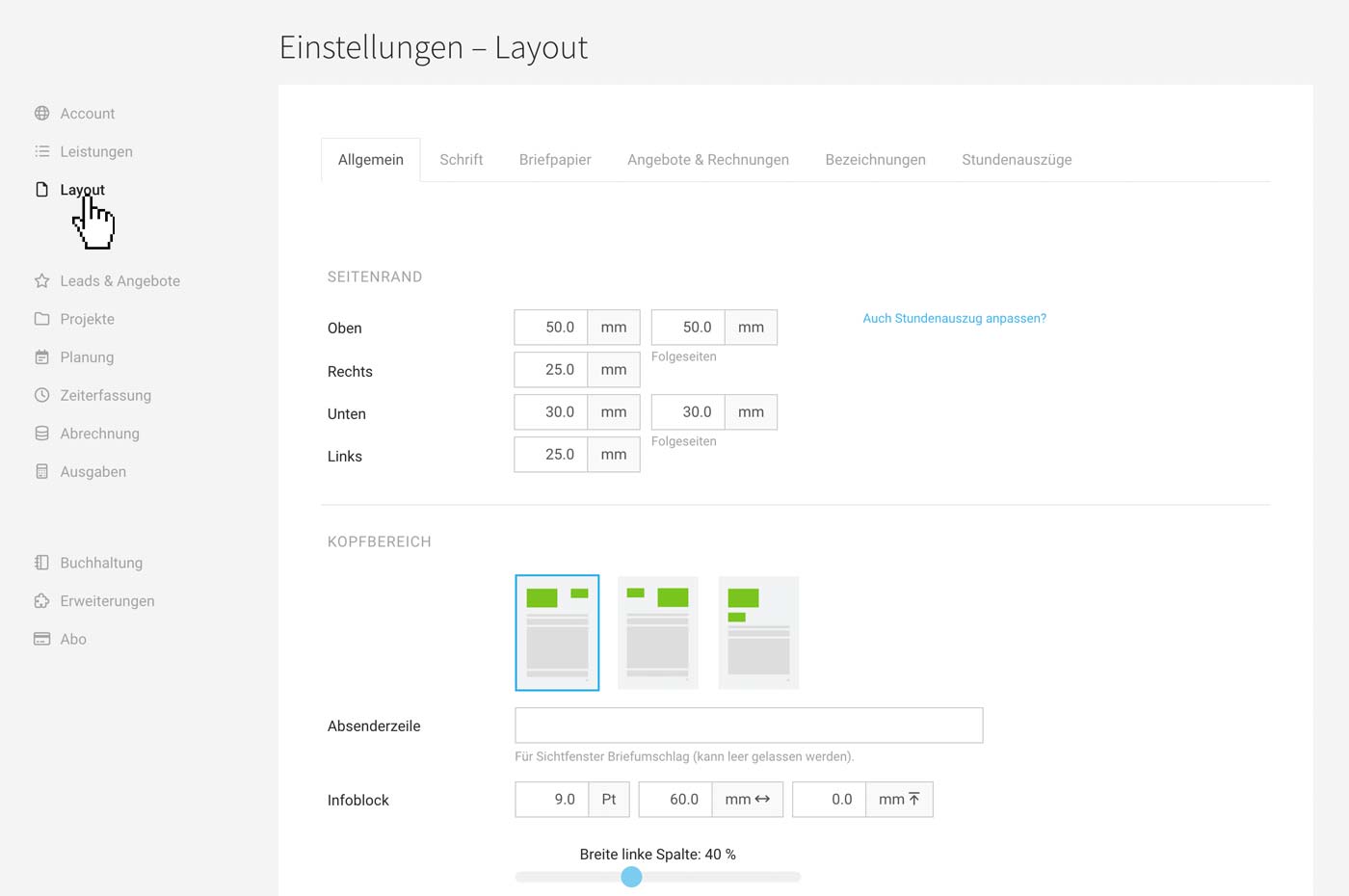 Layout Rechnungen