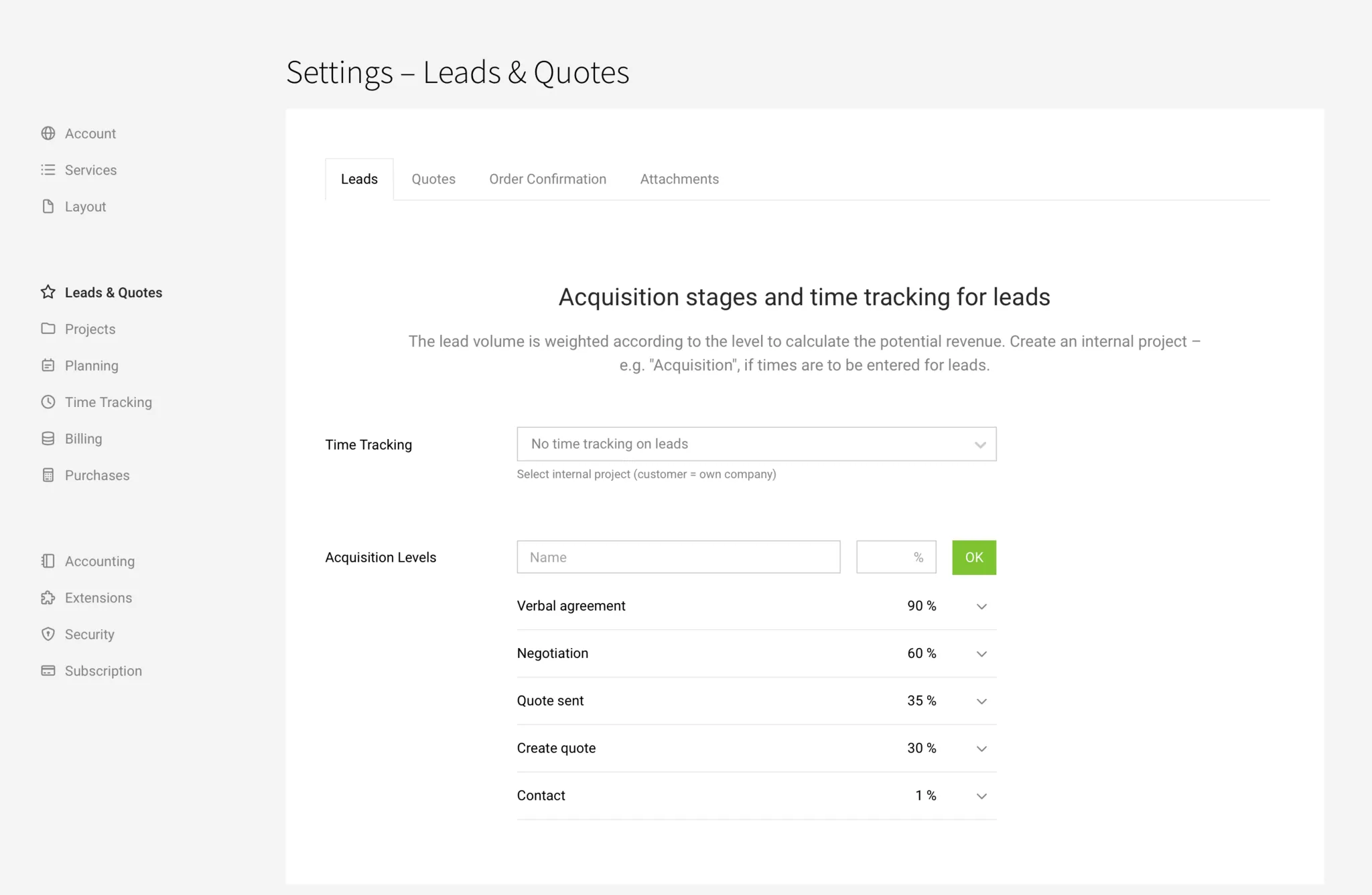 Acquisition stages and sales funnel for client acquisition
