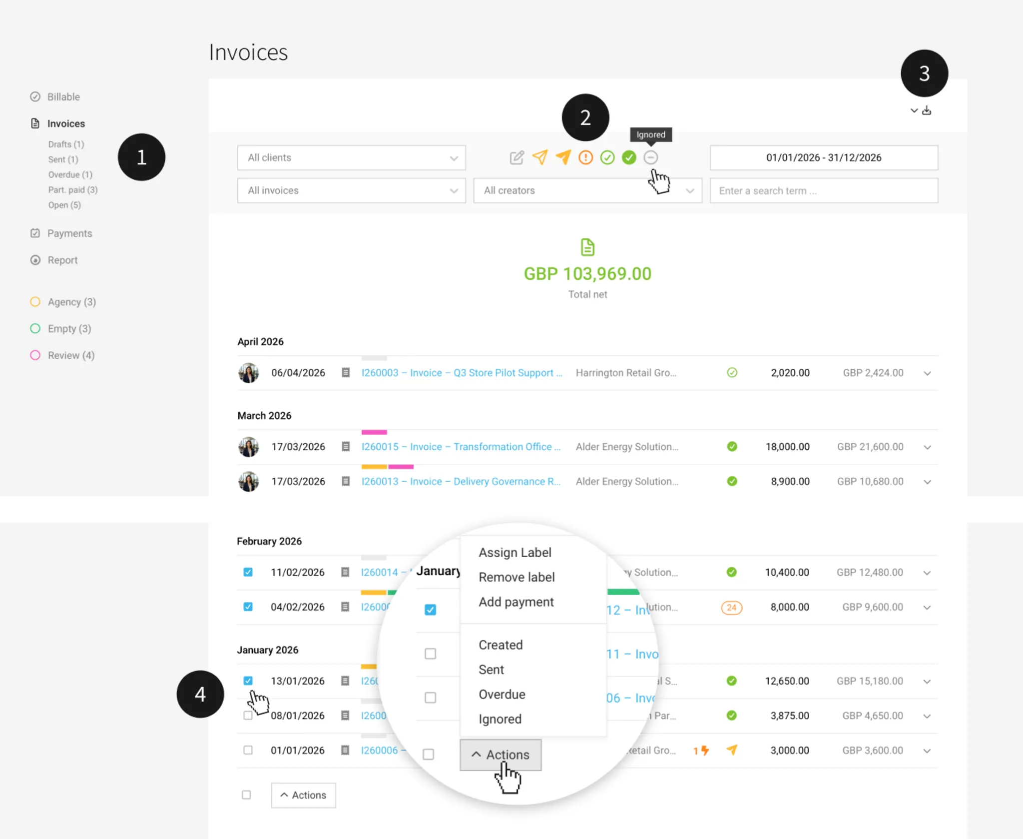 All Invoices: Filter and Export Options All invoices in one place, with filter options