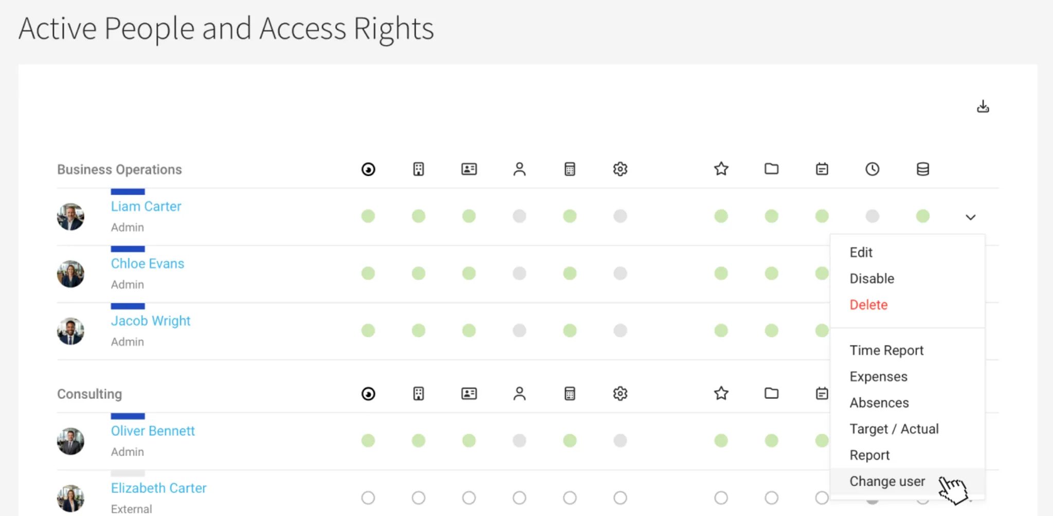 Switch user in the software