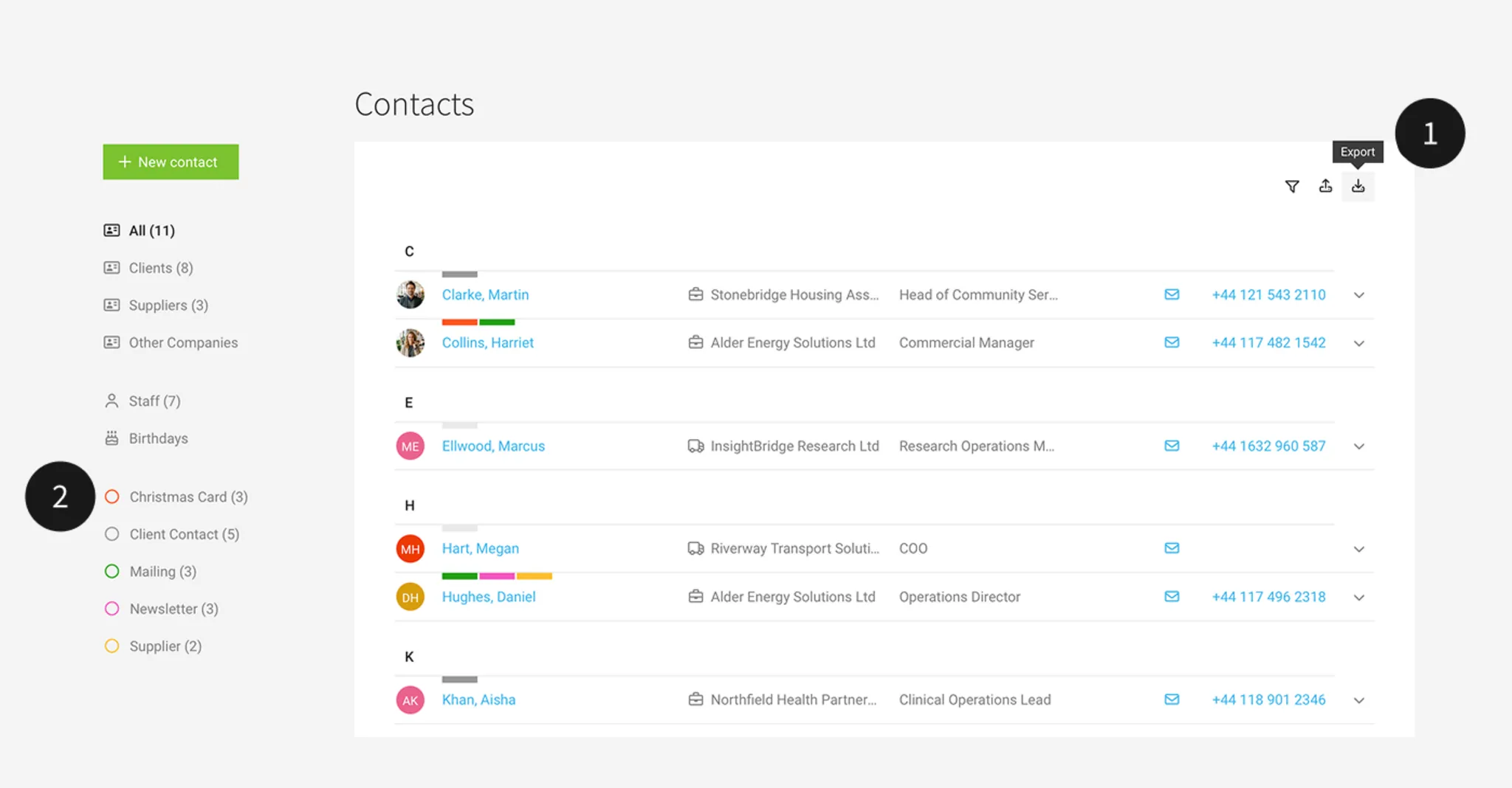Export Contacts