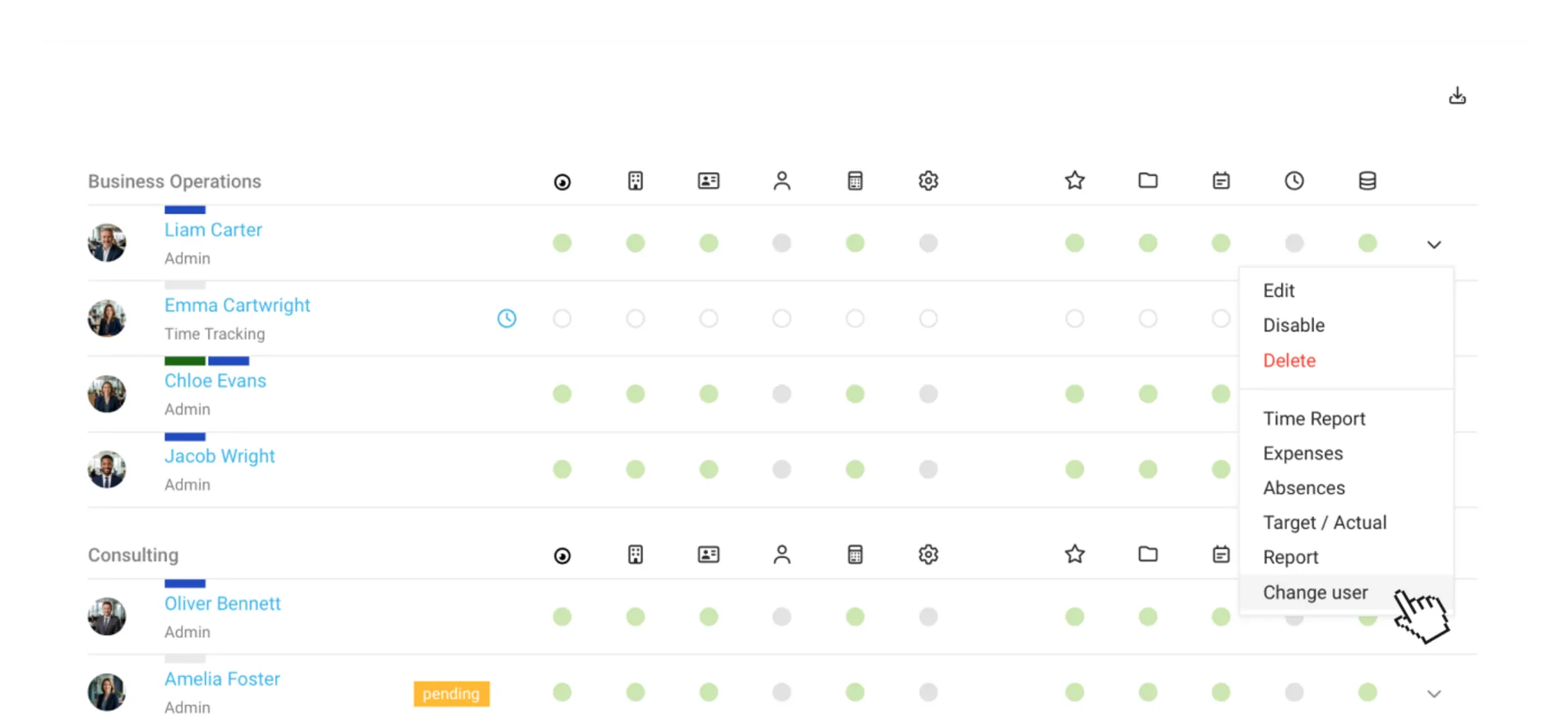 Switch User Profile in MOCO Switch user profile in MOCO
