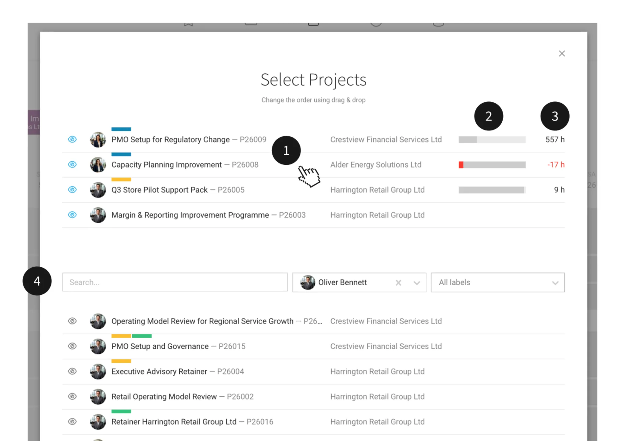 Capacity Planning MOCO: Select Project for Project Bar Capacity Planning MOCO: Select Project for Project Bar