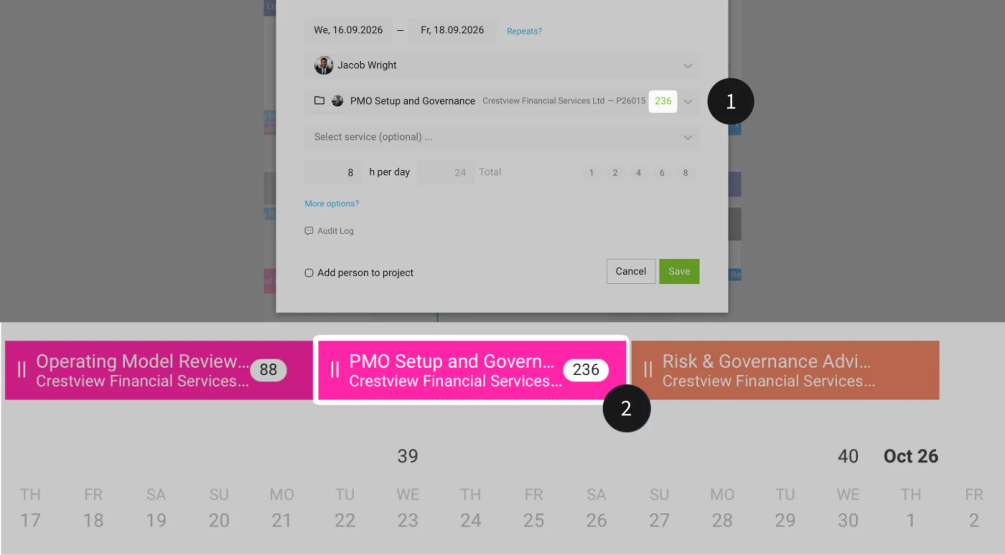 Resource Planning: Schedulable Remaining Hours per Project and Service Resource Planning: Schedulable Remaining Hours per Project and Service
