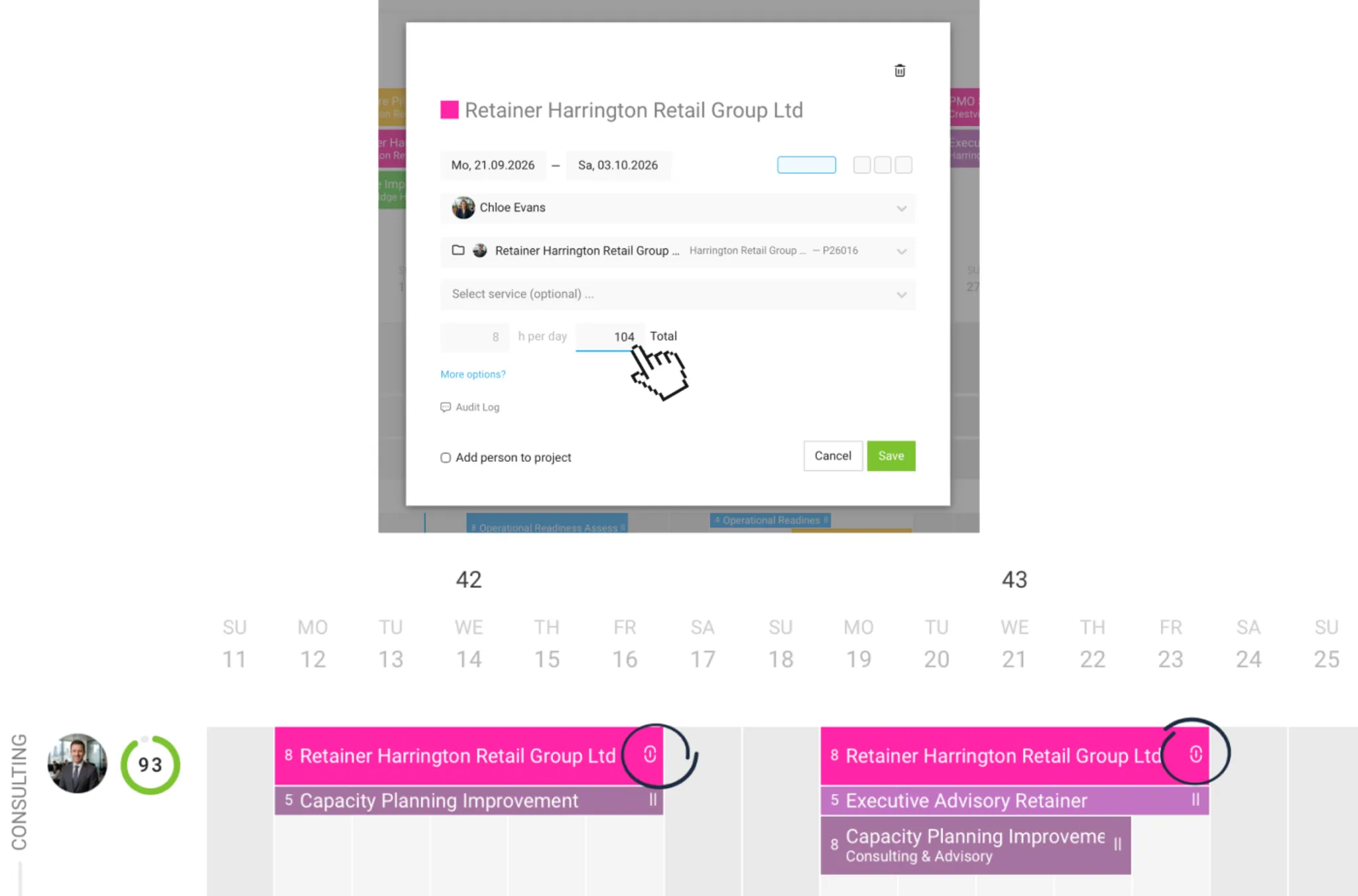 Entry Series in Project Resource Planning Software Series entry in project resource planning agency software