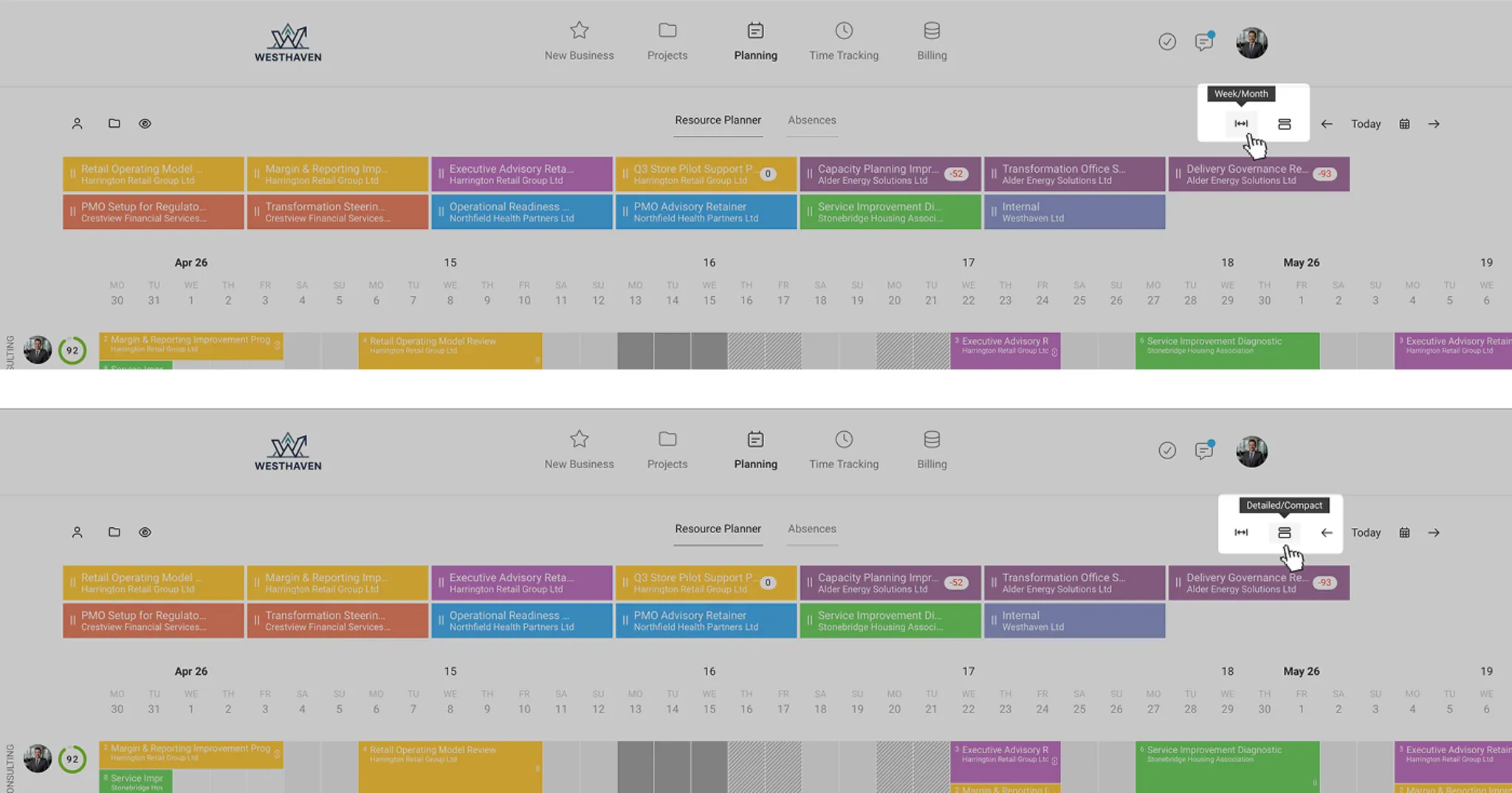 Weekly View Zoom Capacity Planning Staff & Projects Weekly View Zoom Capacity Planning Staff & Projects