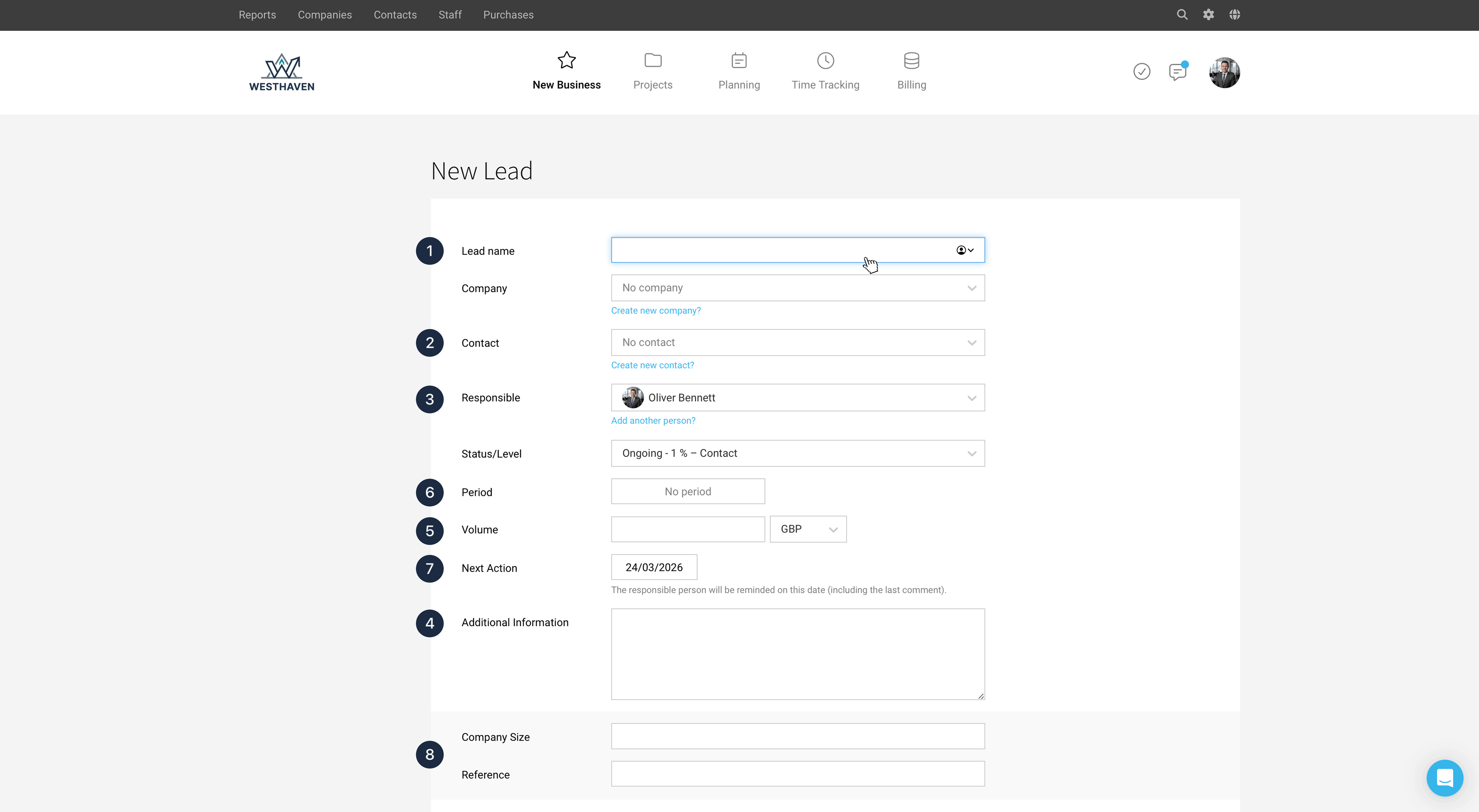 Leads in MOCO erfassen