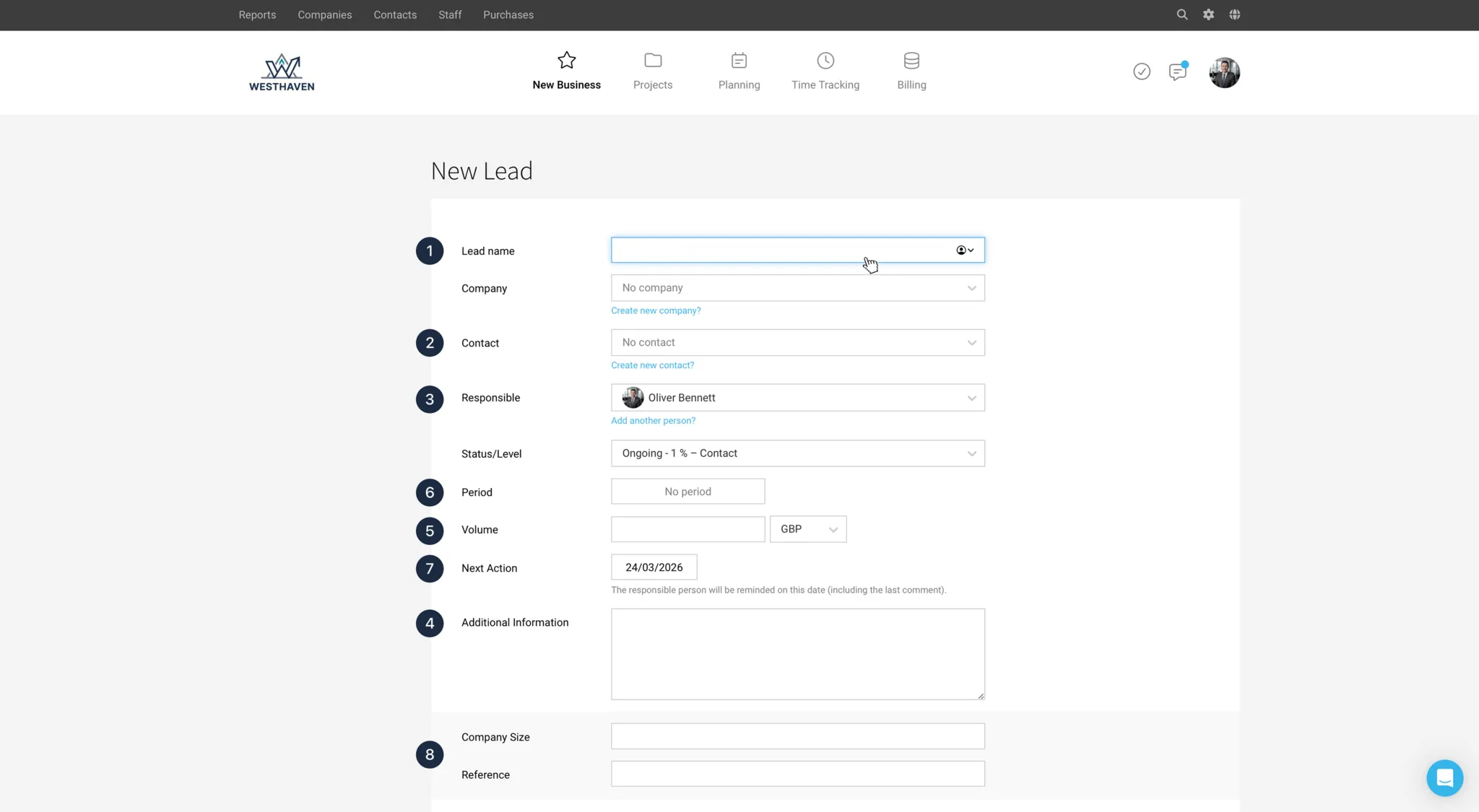 Capture Leads in MOCO