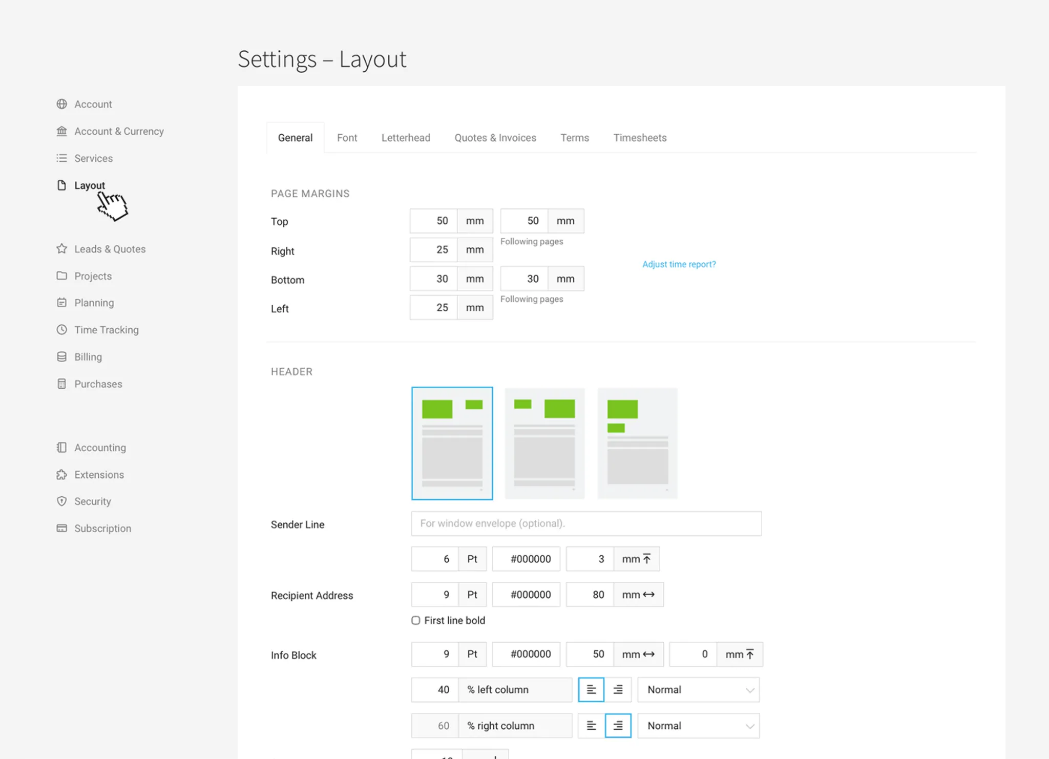 Invoice Layout