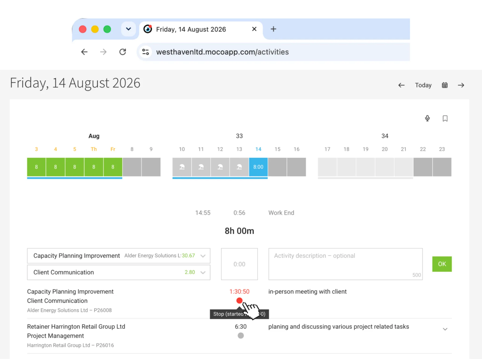 time tracking stopwatch projects