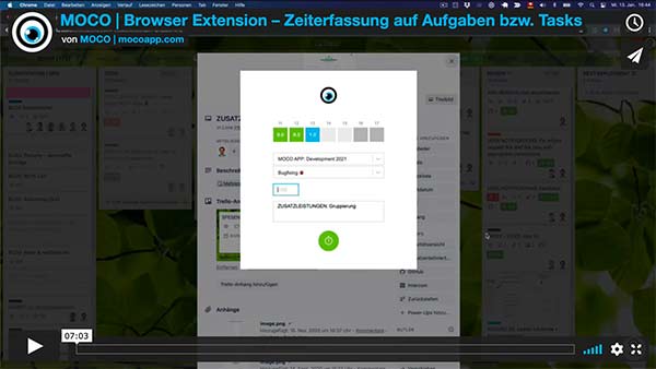 Video Browser Extension Erweiterung Zeiterfassung MOCO
