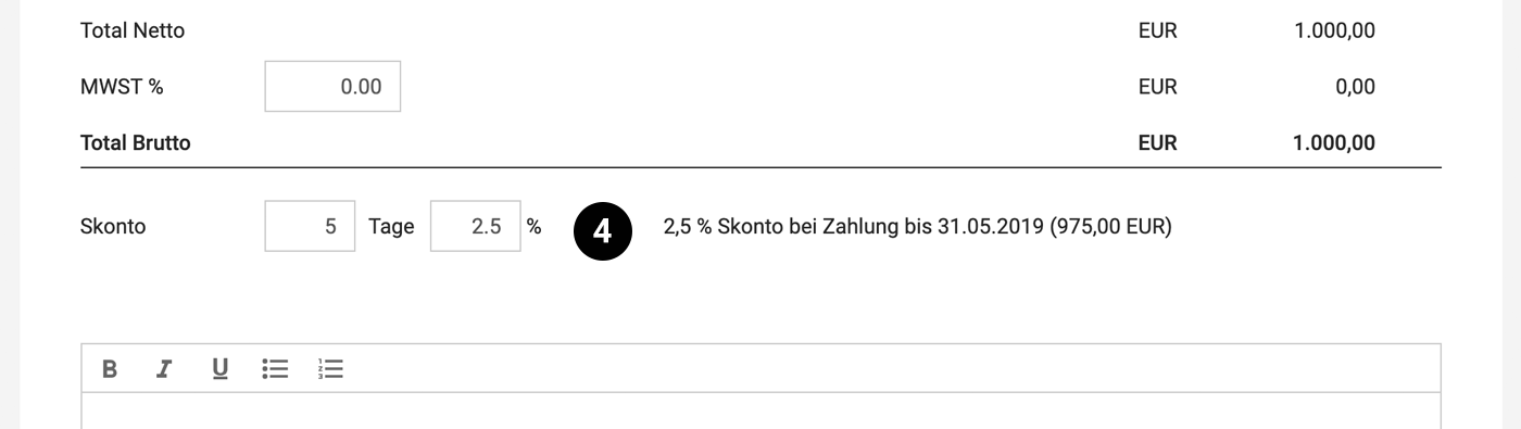 Skonto auf der Rechnung