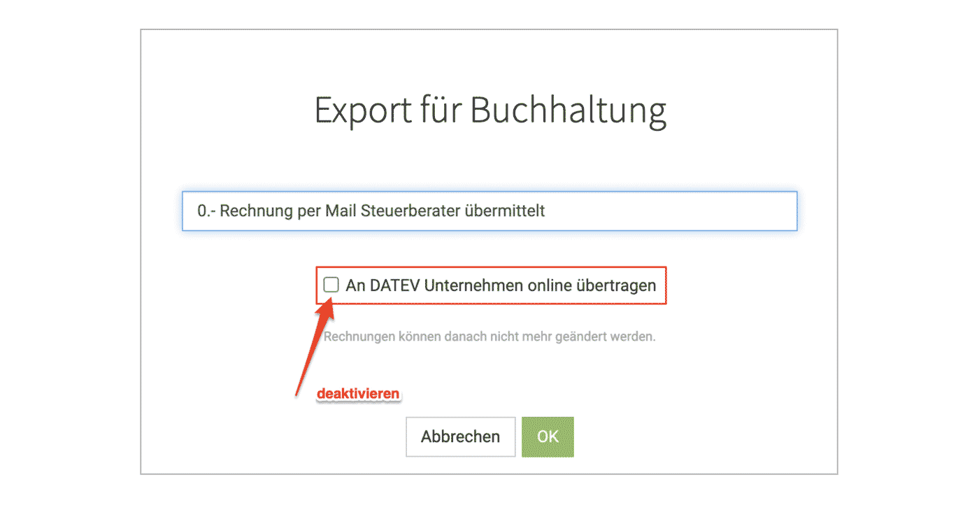 DATEV Unternehmen online Direktübertragung deaktivieren