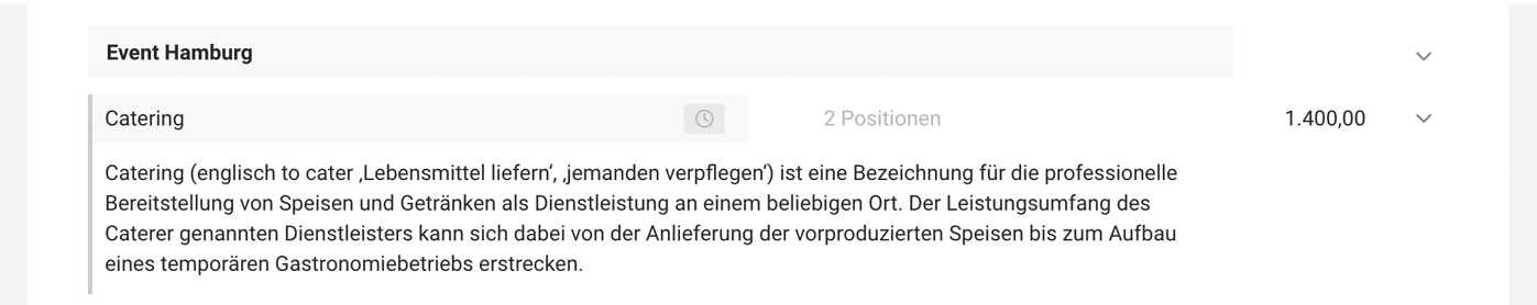 Positionsgruppe im Angebot Edit Sammelposition für Angebote und Rechnungen in MOCO