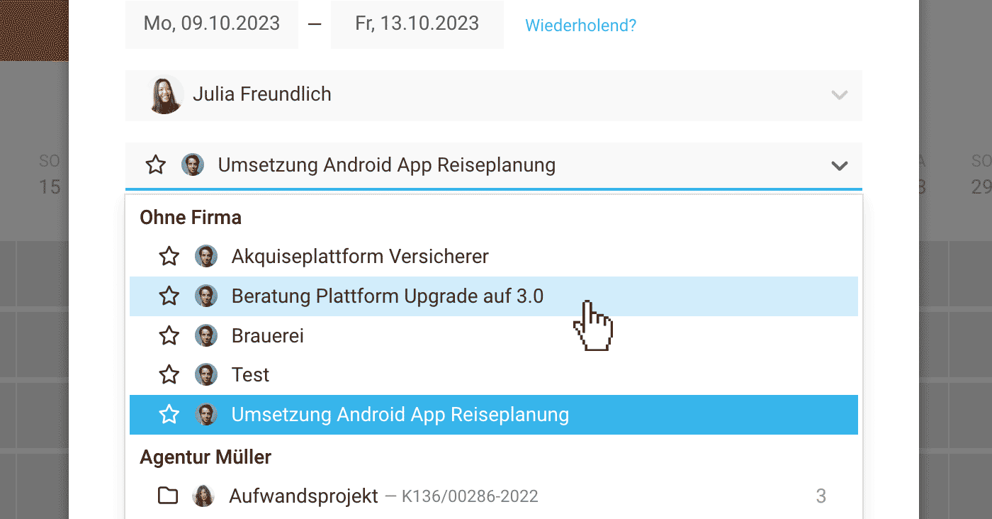 Leads in der Planung auswählen Leads in der Planung auswählen