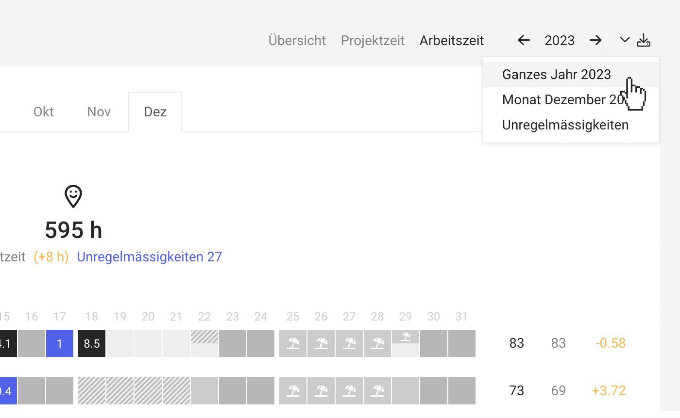 Arbeitszeiten Export Personal ERP Agentursoftware