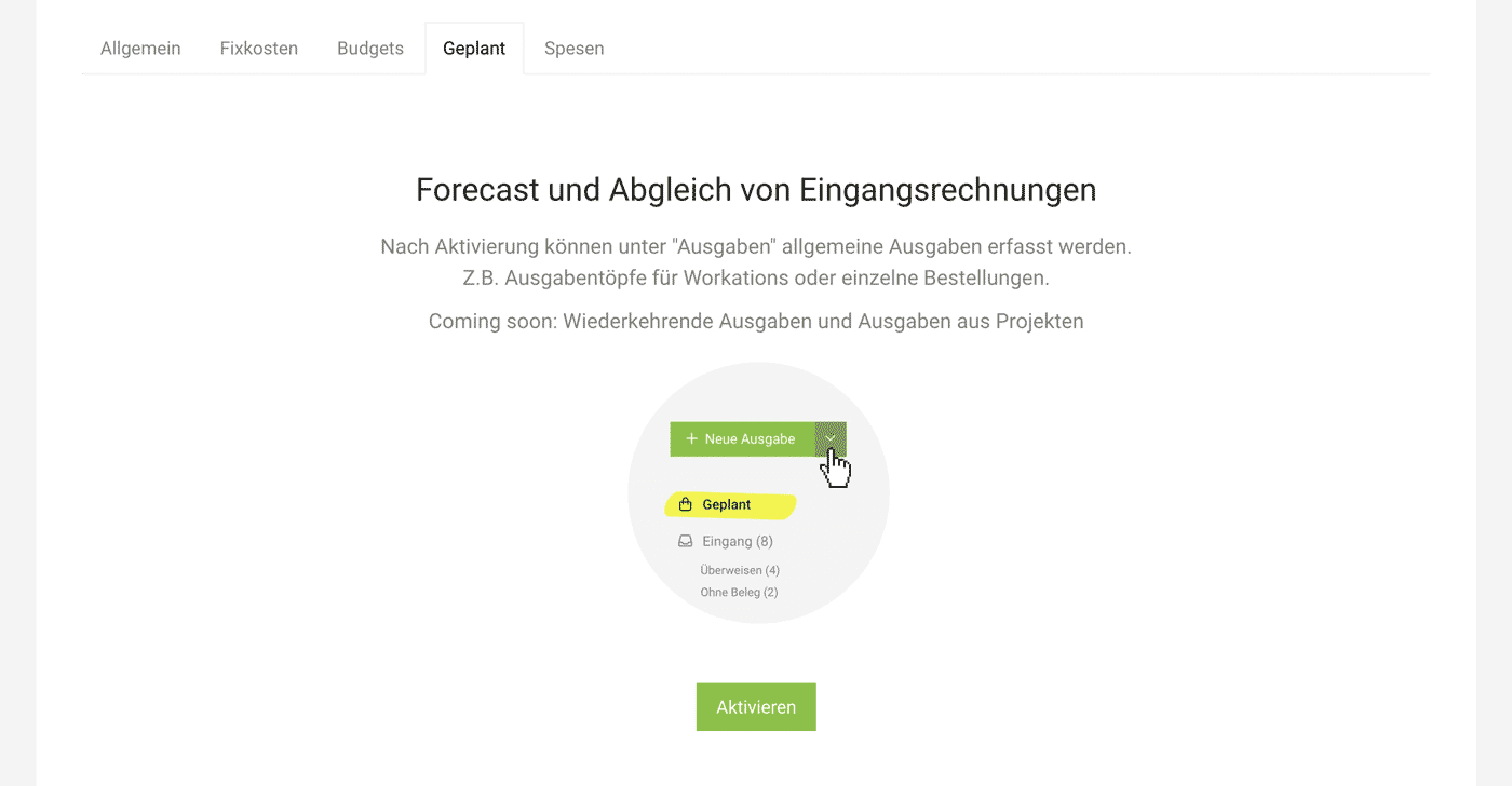 Ausgaben-Forecast in MOCO aktivieren