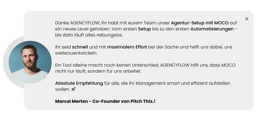 Erfahrungen mit MOCO und Agencyflow: Pitch this