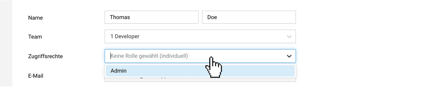 Rechte Benutzerrolle zuweisen