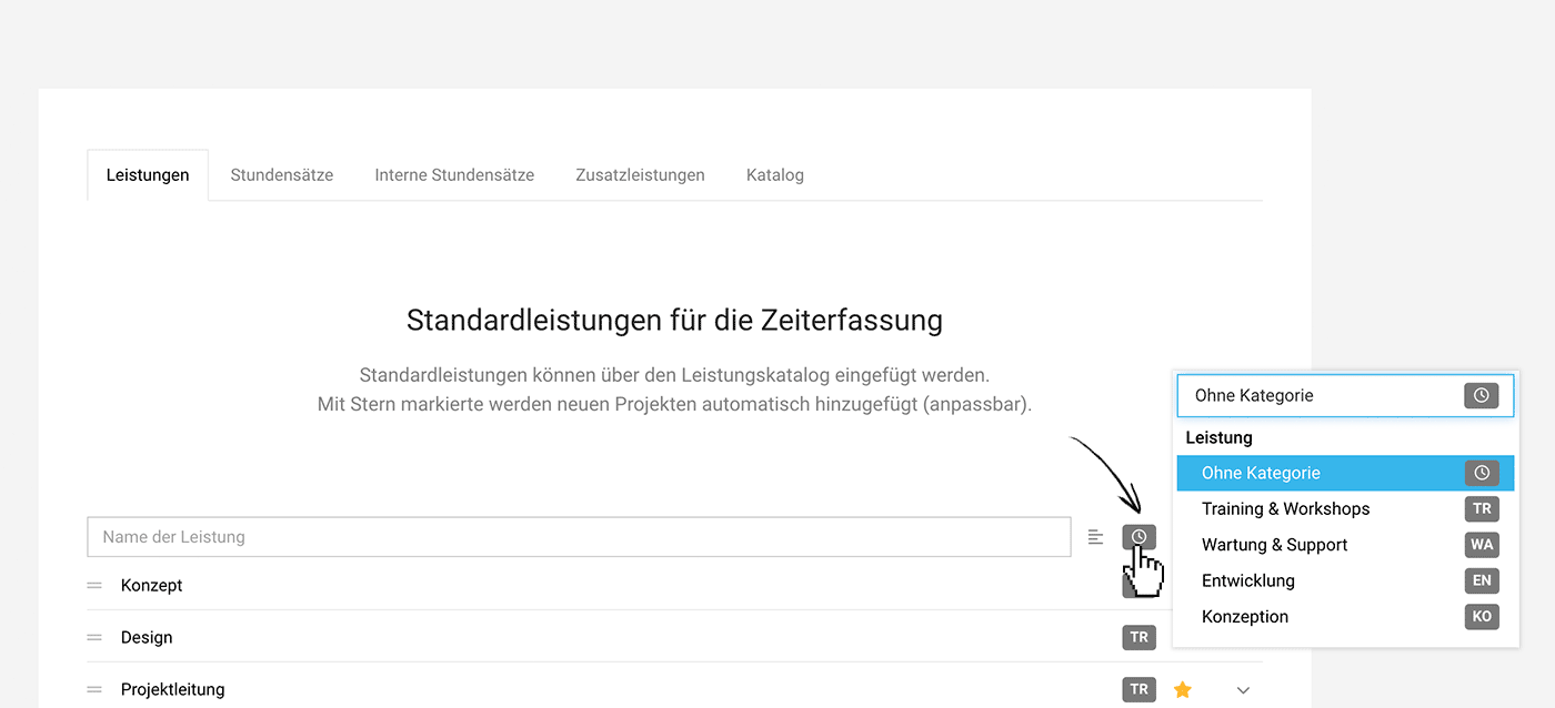 Leistungskategorien für die Auswertung von Einnahmen hinterlegen