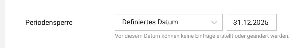Jahreswechsel Zeiterfassung 2025 sperren in MOCO