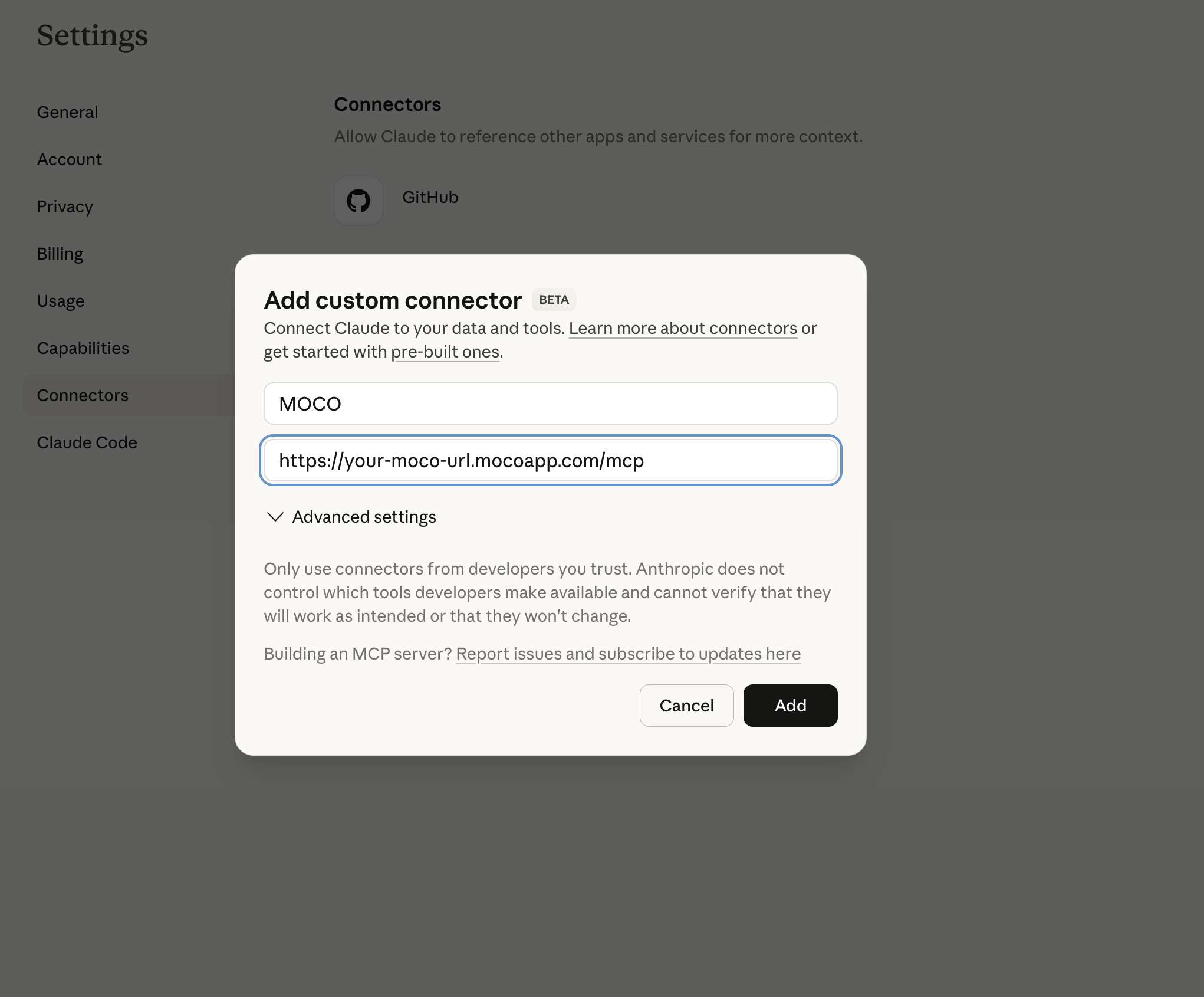 Claude mit MOCO verbinden