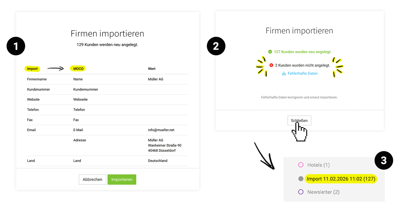 So lädst du Firmen über den KI Import in MOCO hoch