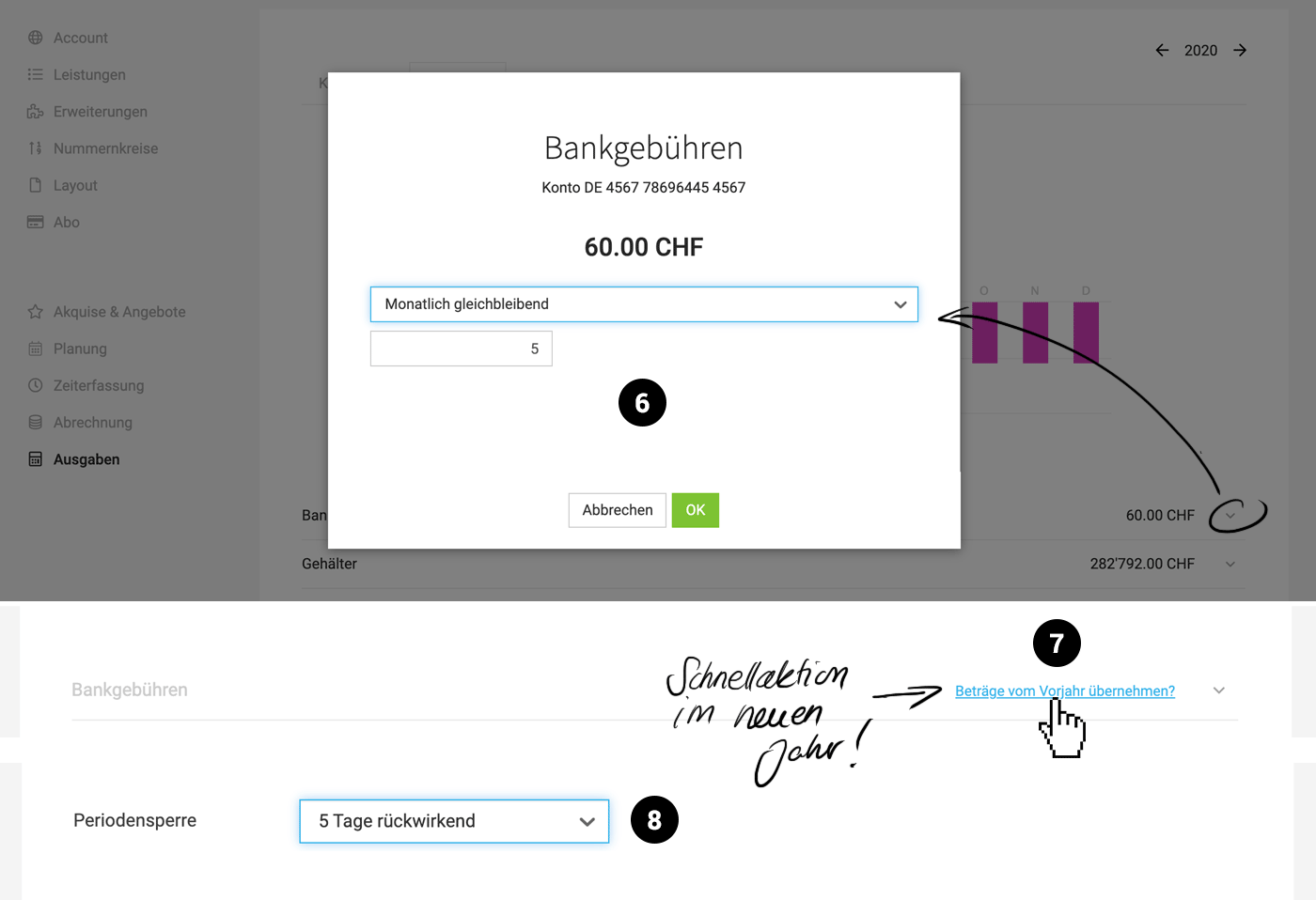 Fixkosten Periodensperre