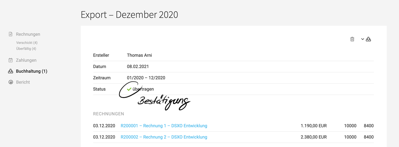 datev export erfolgreich