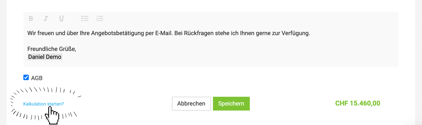 angebotskalkulation starten