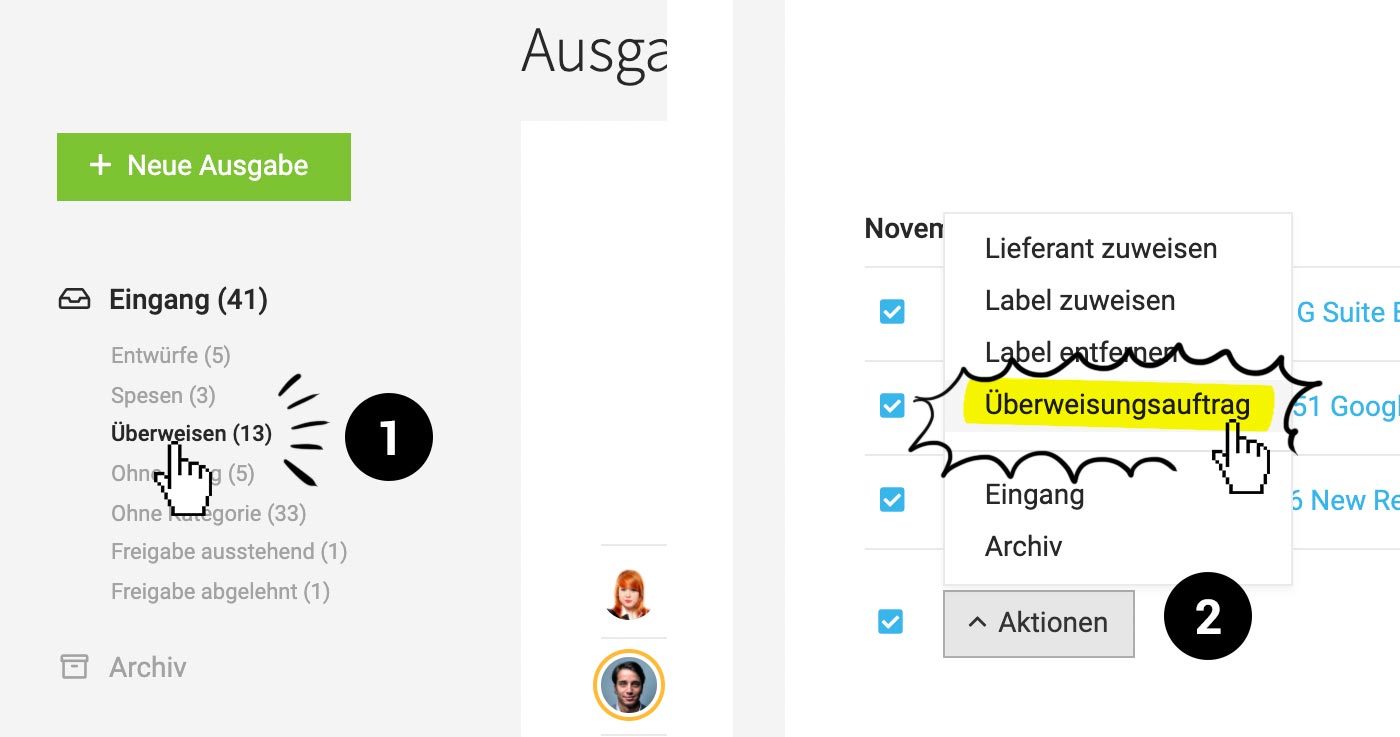 Eingangsrechnungen begleichen mit MOCO