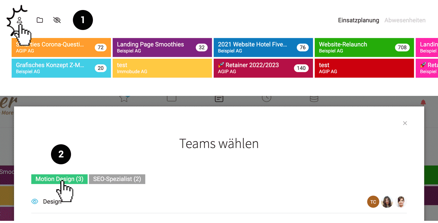 Planung: Anzeige nach Labels filtern