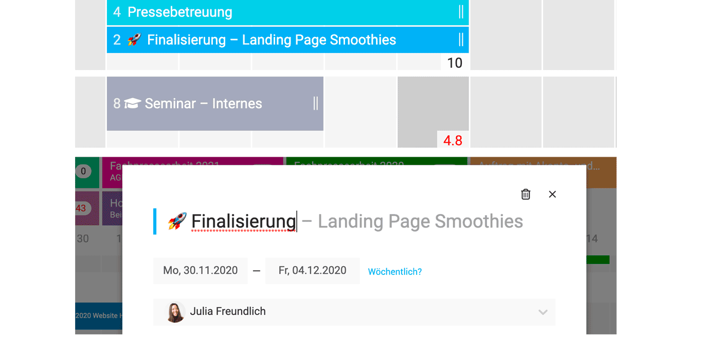 Projektplanung: Titel individualisieren